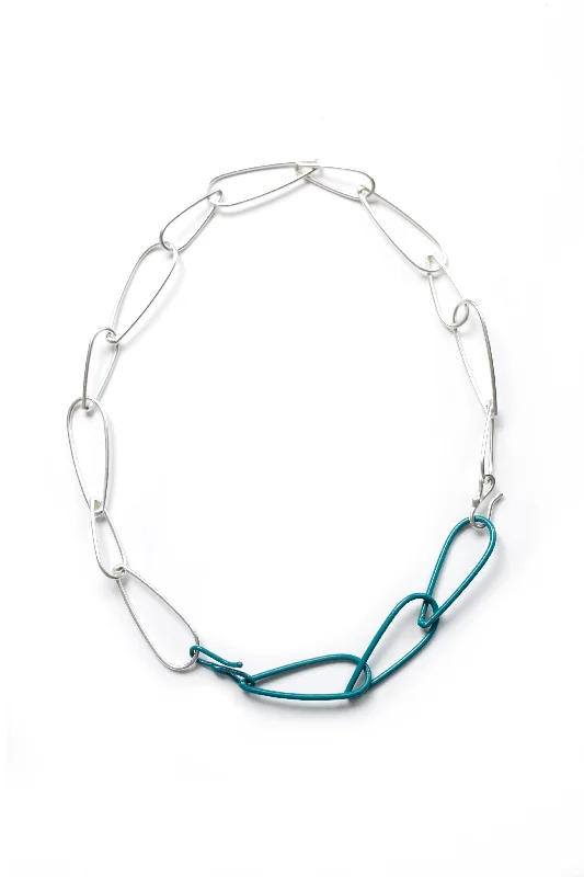 Fine drop necklaces-Modular Necklace in Silver and Bold Teal