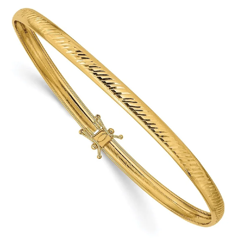 Dusk gothic bangles-14k Yellow Gold 4.25mm Diamond-Cut Flexible Bangle Bracelet, 8.5"