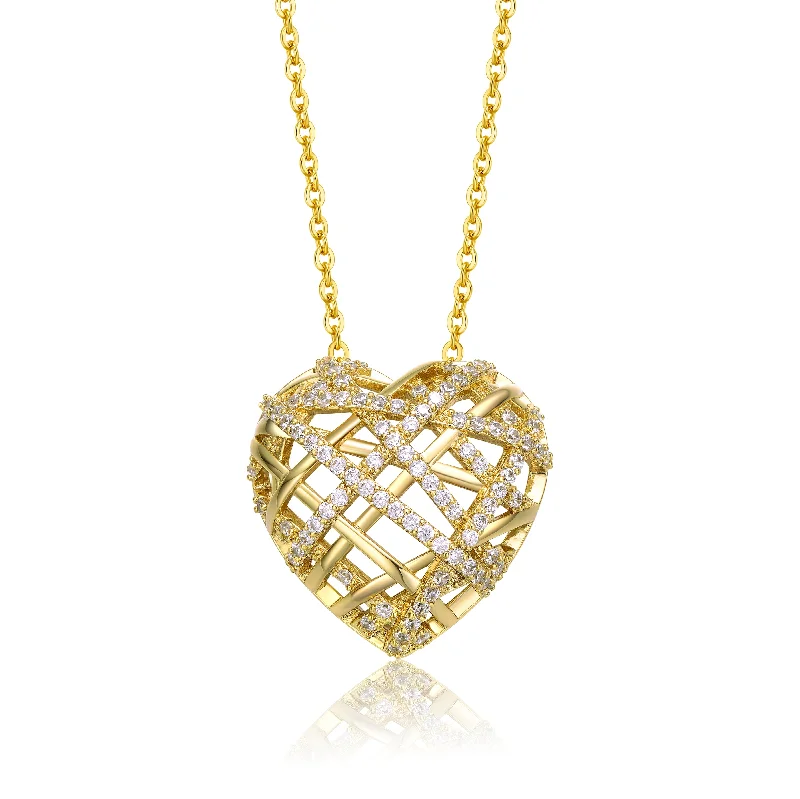 Reed weave necklaces-Marguerite Golden Puffed Heart Necklace