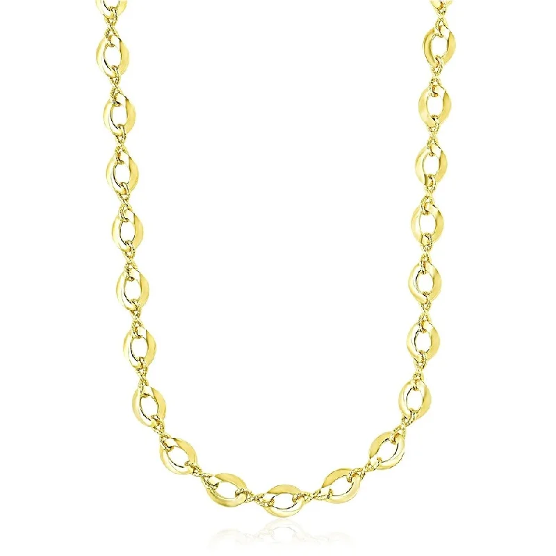 Heavy collar necklaces-14k Yellow Gold Textured Infinity and Marquis Motif Necklace