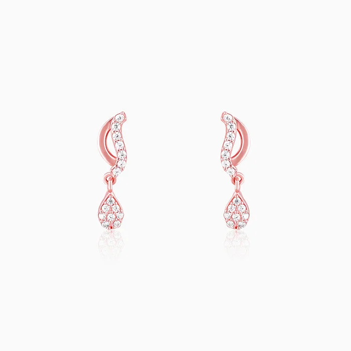 Thick tier earrings-Rose Gold Wavecrest Earrings