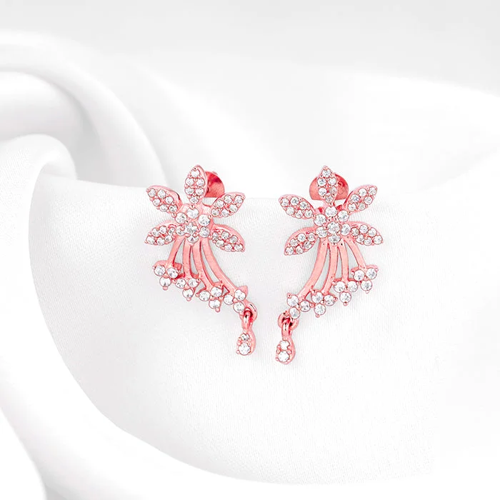 Vibrant enamel earrings-Rose Gold Wings of Shine Earrings