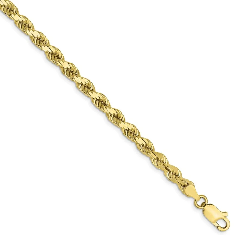 Tiny dot bangles-Leslie's 10k Yellow Gold 4mm Diamond-Cut Rope Chain Bracelet, 8"