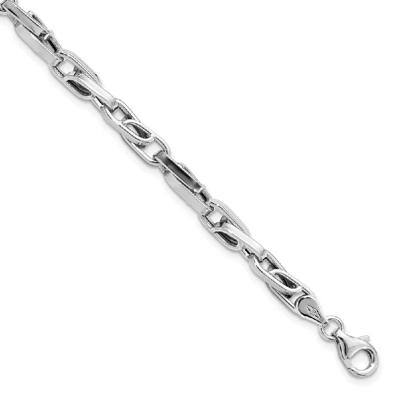 Faith charm bangles-14k White Gold 5mm Fancy Link Bracelet, 8.25"