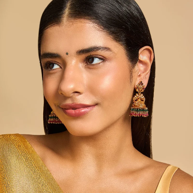 Bamboo style earrings-Silver Temple Earring 174221