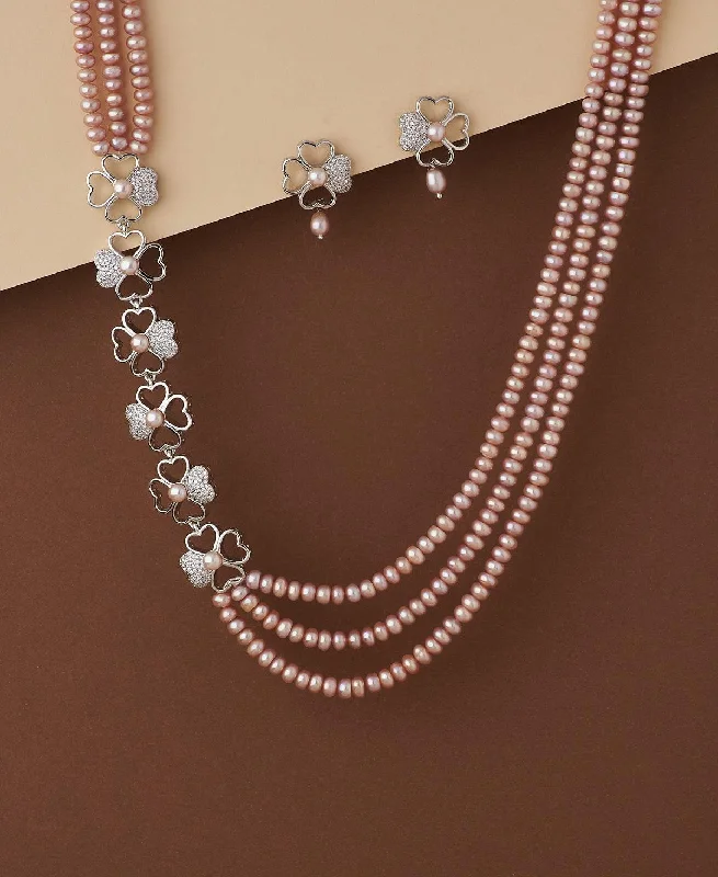 Flat knot necklaces-Florial Real Pearl Necklace Set