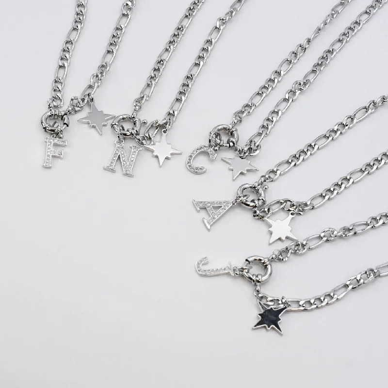 Chic art necklaces-Initial Letter Necklace Silver