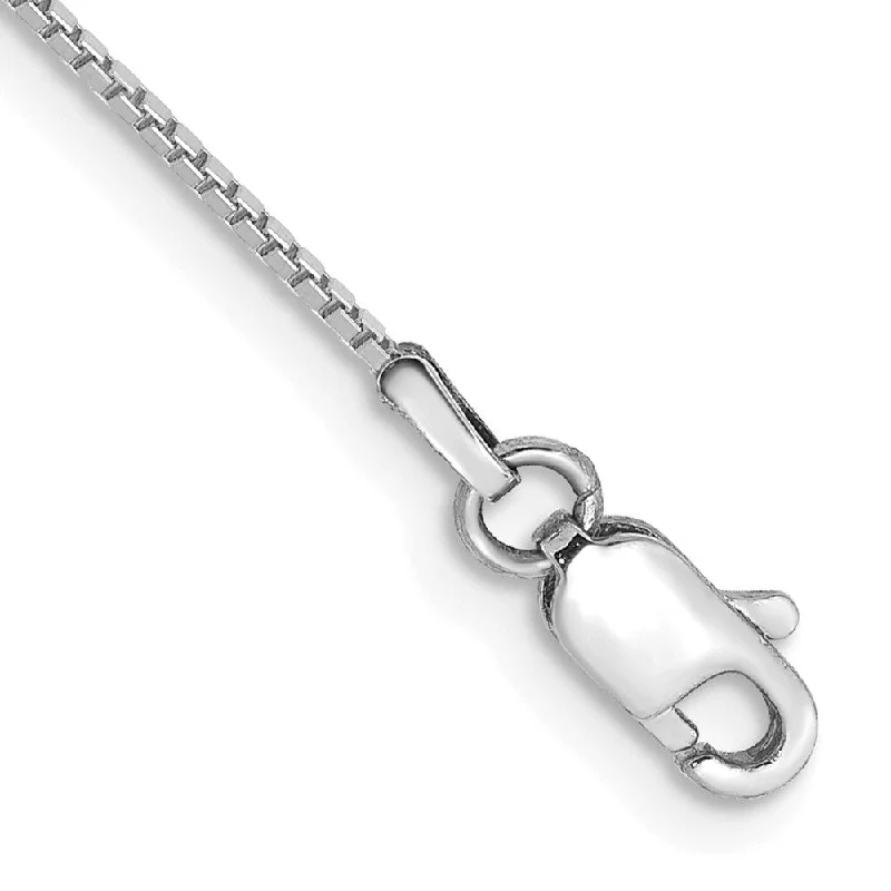 Twist charm bangles-10k White Gold 0.9mm Box Chain Bracelet, 7"