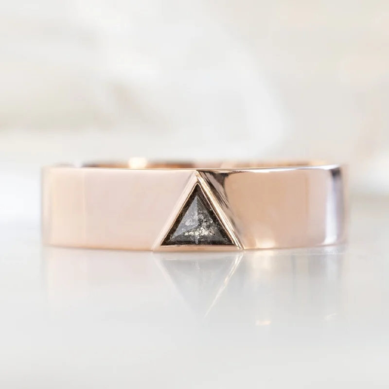 Layered shank engagement rings-The Cigar Band | 0.18ct Trillion Black Diamond in 14K Rose Gold