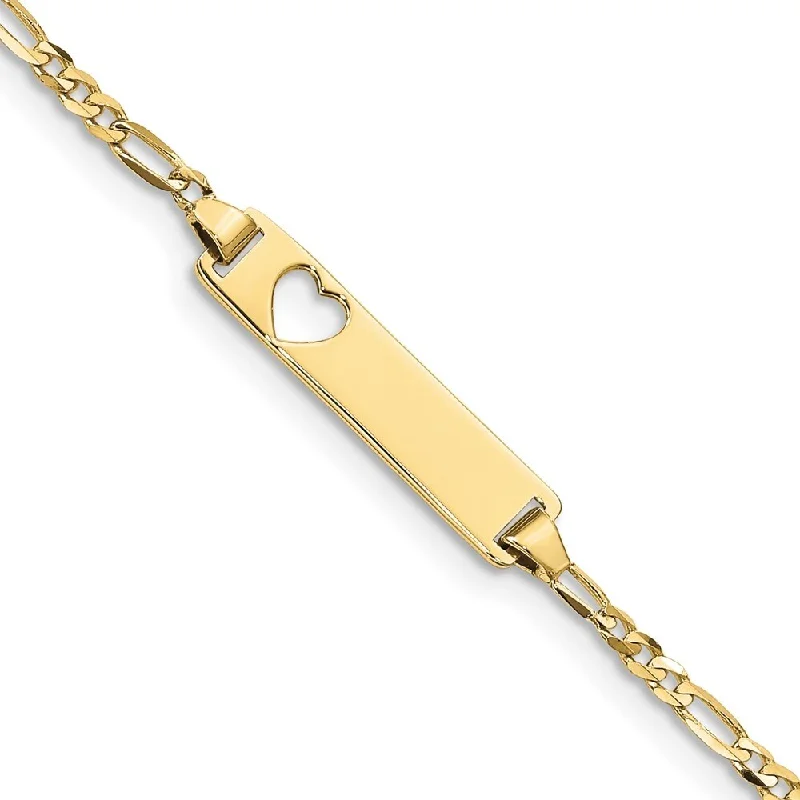 Vintage flair bangles-10k Yellow Gold Figaro Link ID Bracelet, 5.5" (W-4.3mm)