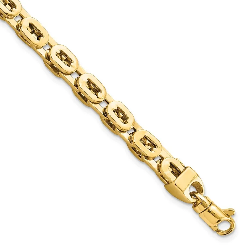 Flex cord bangles-14k Yellow Gold Fancy Link Bracelet, 8" (W-5mm)