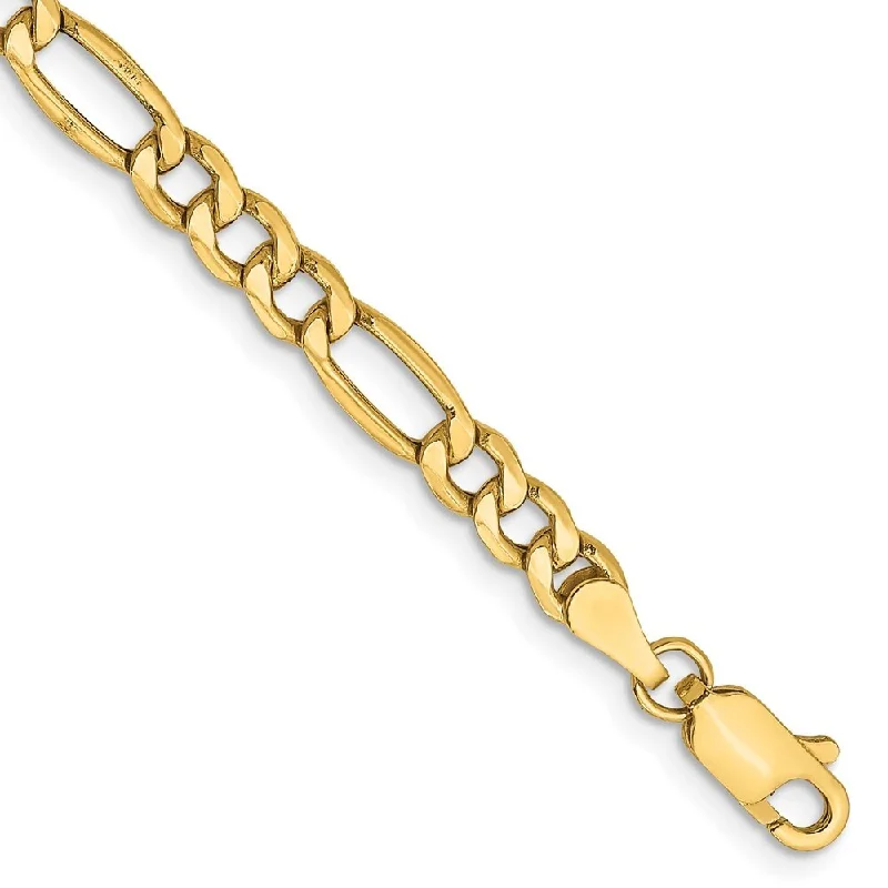 Astro theme bangles-14k Yellow Gold 4.2mm Semi-Solid Figaro Chain Bracelet, 7"