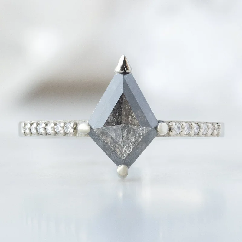 Full moon engagement rings-The Willow Ring | 1.19ct Kite Salt and Pepper Diamond in 18K White Gold