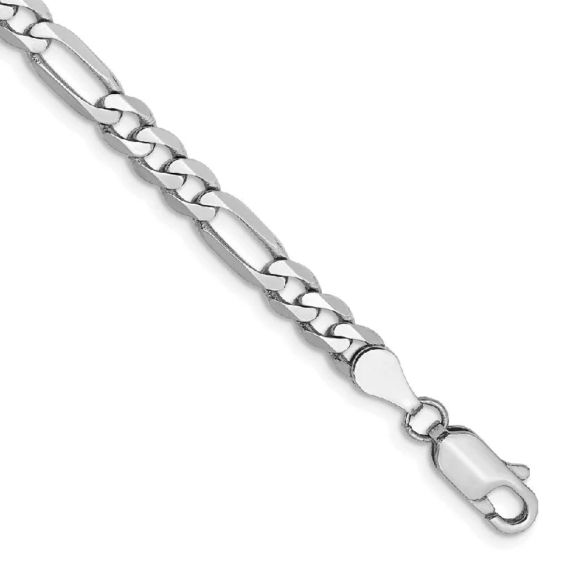 Patina bronze bangles-14k White Gold 4.5mm Flat Figaro Chain Bracelet, 7"