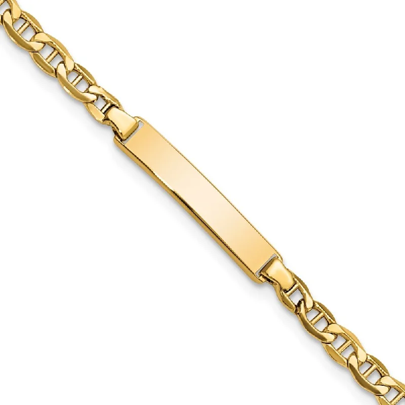 Fox motif bangles-14k Yellow Gold 4.5mm Semi-Solid Anchor Link ID Bracelet, 6"