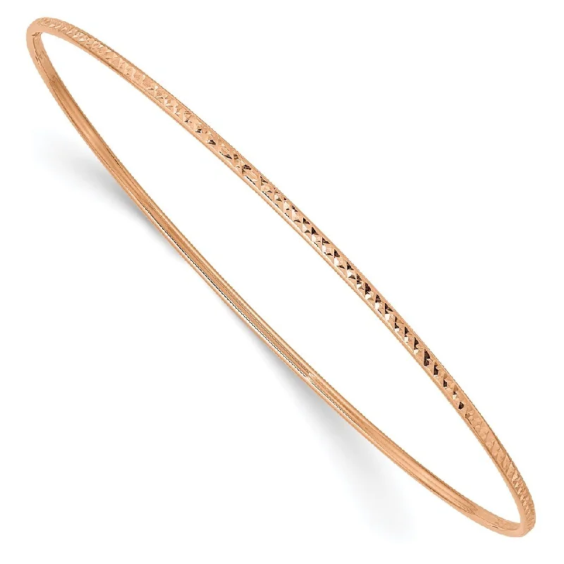 Tiny star bangles-14k Rose Gold 1.5mm Diamond- Cut Slip-on Bangle Bracelet, 8"