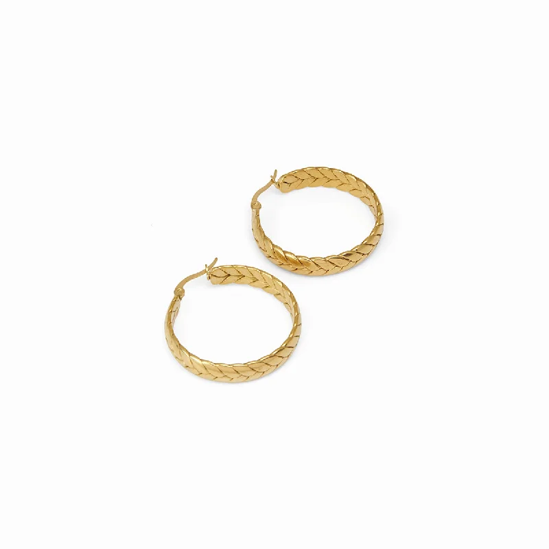 Light clay earrings-Woven Hoop Earrings - 18k Gold Plated