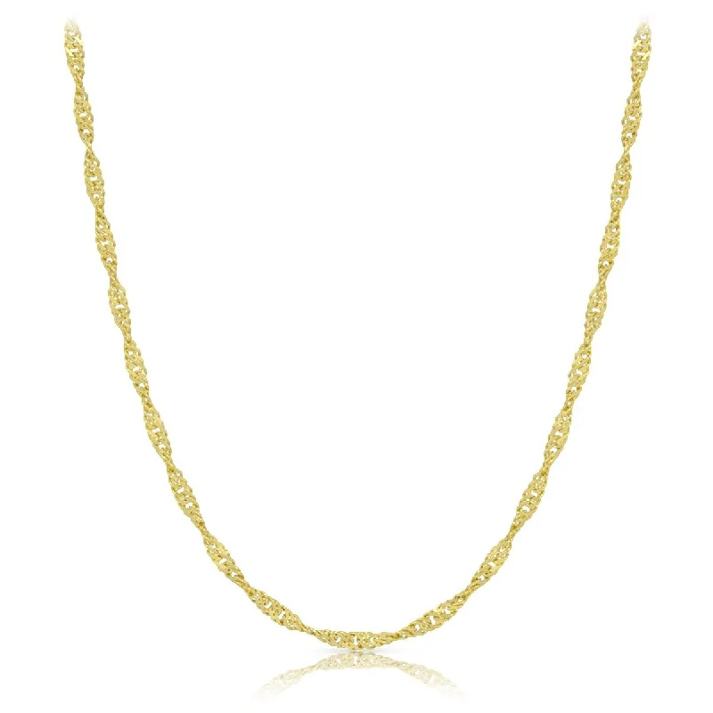 Polished bead necklaces-14k Yellow Gold Singapore Chain Necklace 1.0mm 16"-24"