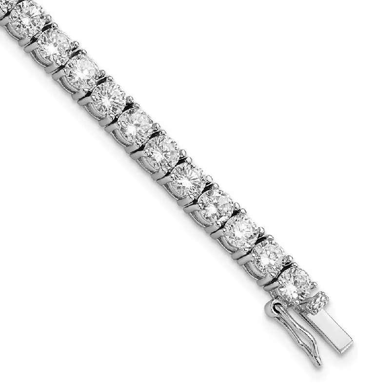 Flex thread bangles-925 Sterling Silver Cheryl M Rhodium-plated Fancy Cubic Zirconia Tennis Bracelet, 7.25"