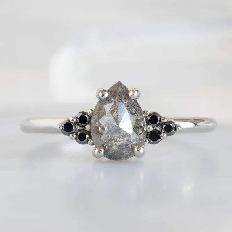 Rough band engagement rings-The Ivy Ring | 0.82ct Rose Cut Black Diamond in 14K White Gold