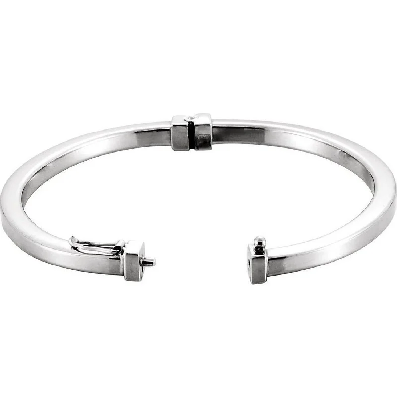 Shiny word bangles-Curata 925 Sterling Silver 7" 4mm Polished Hinged Bangle Bracelet