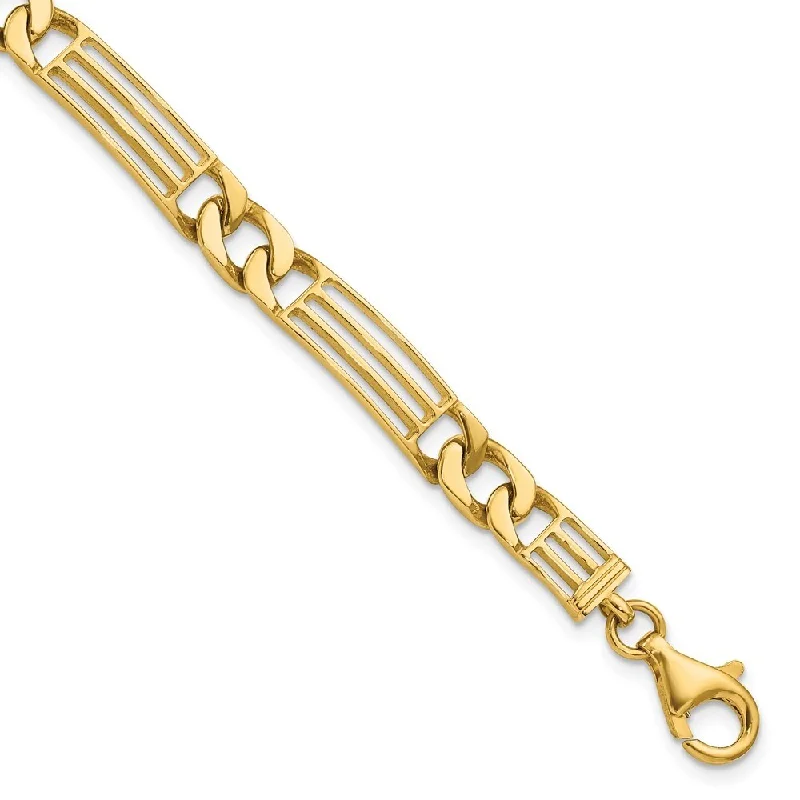 Tide pattern bangles-14k Yellow Gold 7mm Polished Link Bracelet, 8.5"