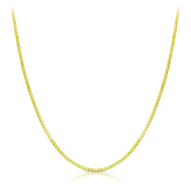 Braided cord necklaces-18k Solid Yellow Gold Thin Box Chain Necklace 0.6mm 16"-20"