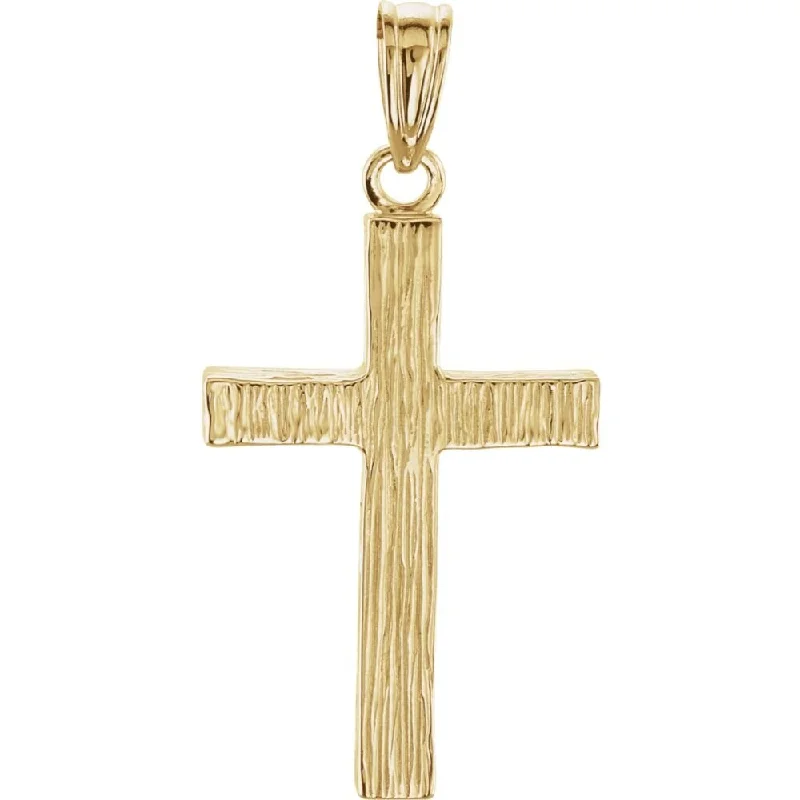 Tribal tassel necklaces-Curata 14k Yellow Gold 24x16mm Polished Rdiged Cross Pendant Necklace, 16"