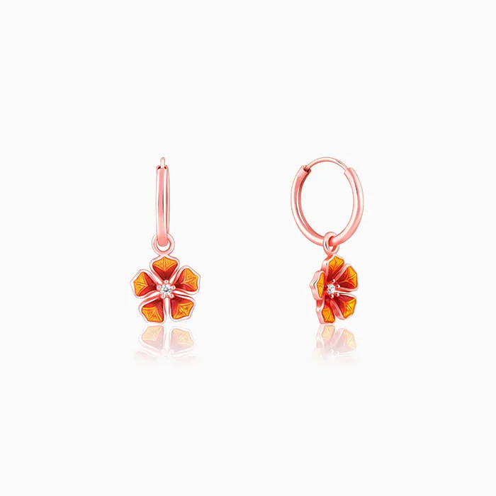 Subtle dangle earrings-Rose Gold Bell Mallow Hoop Earring