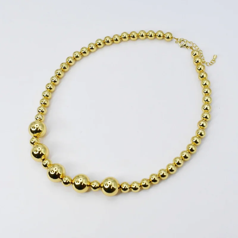 Polished disc necklaces-Golden Beads Necklace I-41