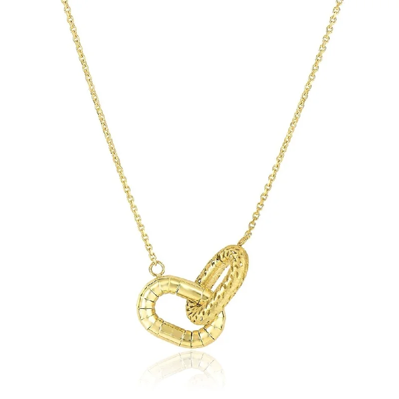 Multi-chain necklaces-14k Yellow Gold Entwined Textured Oval Chain Necklace