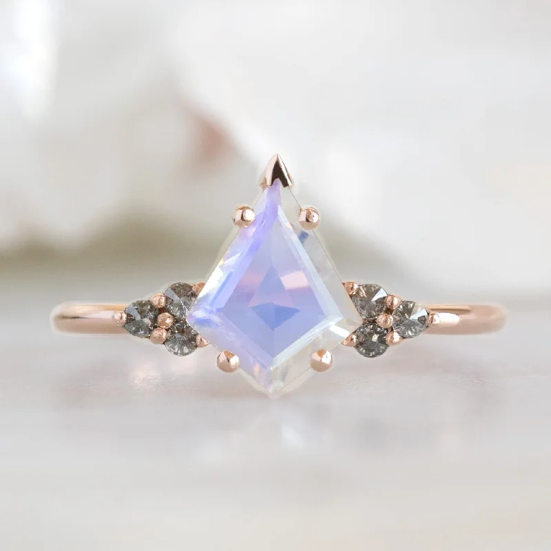 Geometric cut engagement rings-The Ivy Ring | 0.96ct Kite Moonstone in 14K Rose Gold