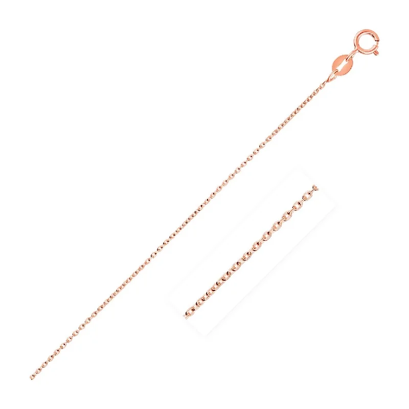 Flexible thread necklaces-14k Pink Gold Oval Cable Link Chain Necklace 0.7mm