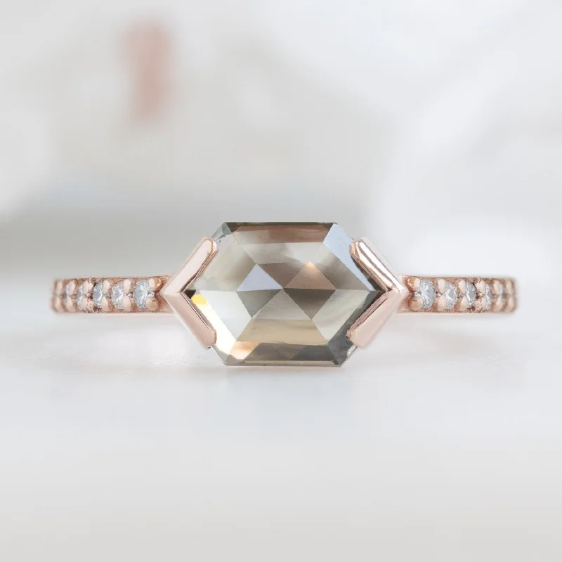 Twilight gothic engagement rings-The Willow Ring | 1.26ct Hexagon Salt and Pepper Diamond in 14K Rose Gold