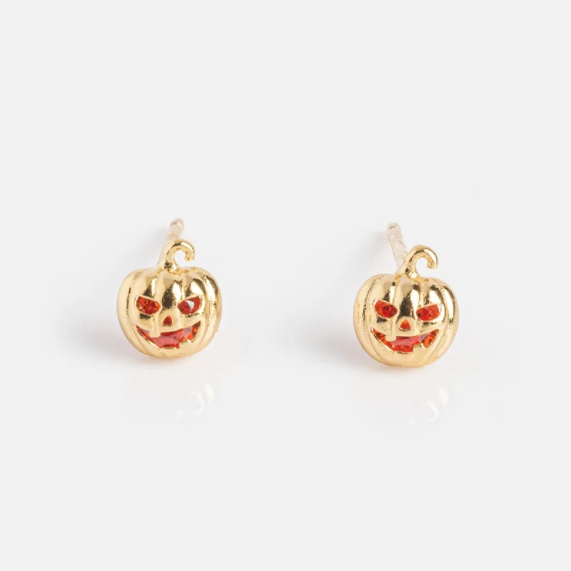 Stellar charm earrings-Spooky Pumpkin Studs