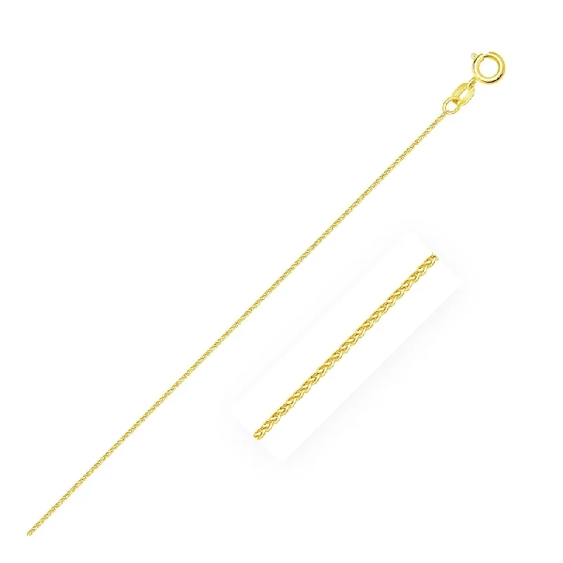 Floating gem necklaces-14k Yellow Gold Diamond Cut Round Wheat Chain Necklace 0.6mm