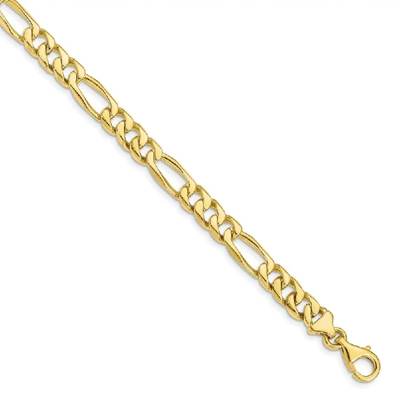 Surf bead bangles-10k Yellow Gold 7mm Hand-Figaro Link Bracelet, 8"