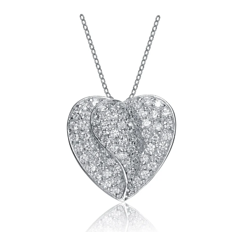 Worn medallion necklaces-Sterling Silver Cubic Zirconia Dangling Pendant Necklace