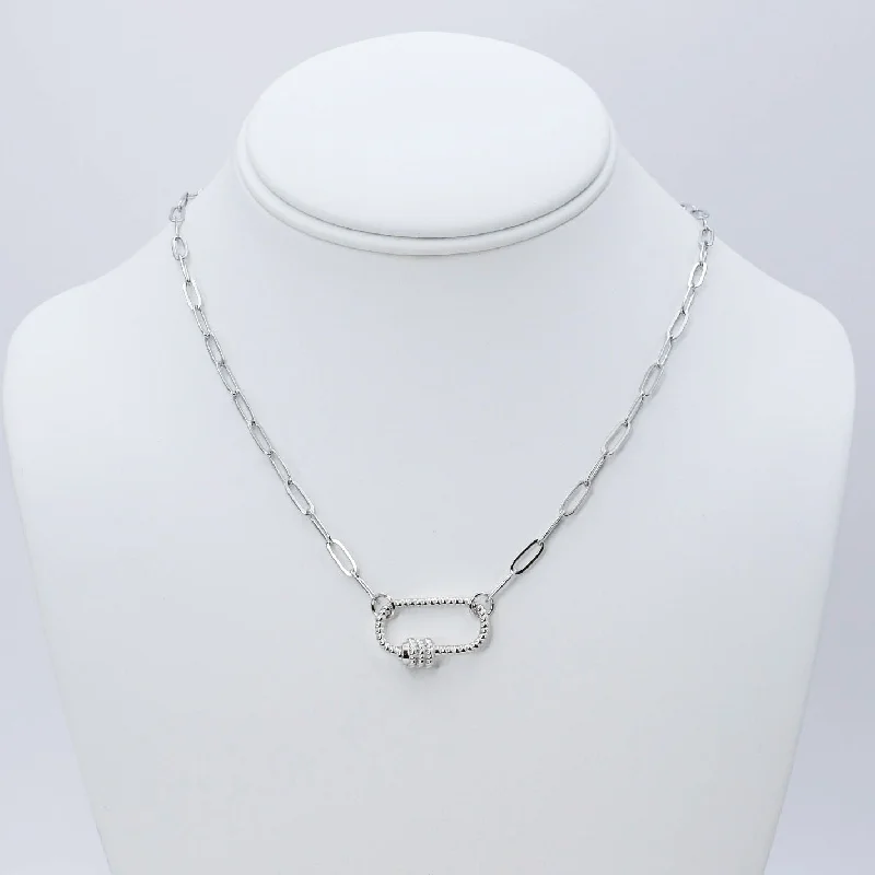 Regency style necklaces-Clip Charm Silver Necklace J18