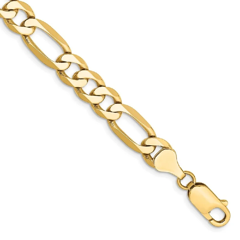 Cord edge bangles-14k Yellow Gold 7mm Flat Figaro Chain Bracelet, 7"