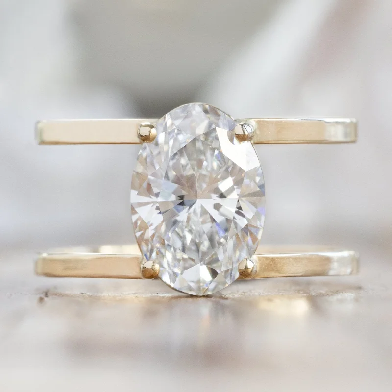 Marquise cut engagement rings-The Poppy Ring | 2.15ct Oval Cut Lab Grown Diamond in 14K Yellow Gold