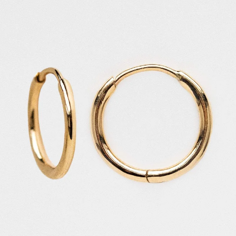 Polished art earrings-Solid Gold Simple Huggie Hoops