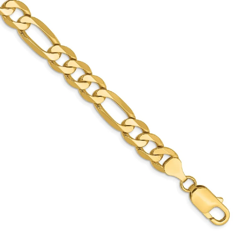 Alloy metal bangles-14k Yellow Gold 7.5mm Flat Figaro Chain Bracelet, 8"