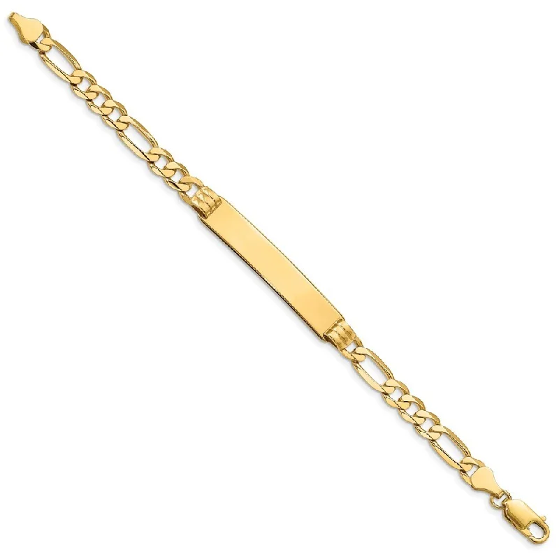 Java tile bangles-14k Yellow Gold 8mm Figaro ID Bracelet, 7"