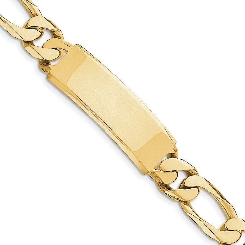 Linen cord bangles-14k Yellow Gold Hand-polished Figaro Link ID Bracelet, 8.5"