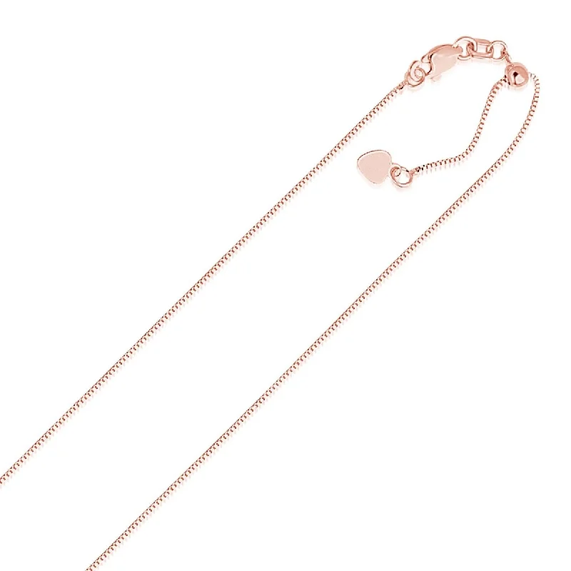 Emerald drop necklaces-14k Rose Gold Adjustable Box Chain Necklace 0.7mm 22" Inches