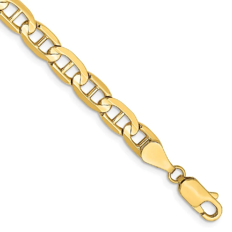 Chiseled letter bangles-14k Yellow Gold 5.25mm Concave Anchor Chain Bracelet, 7"