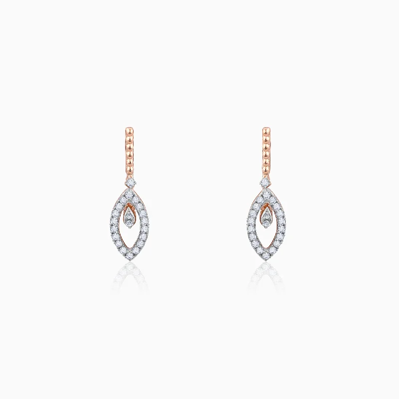 Curved design earrings-Rose Gold Gleam Diamond Earrings