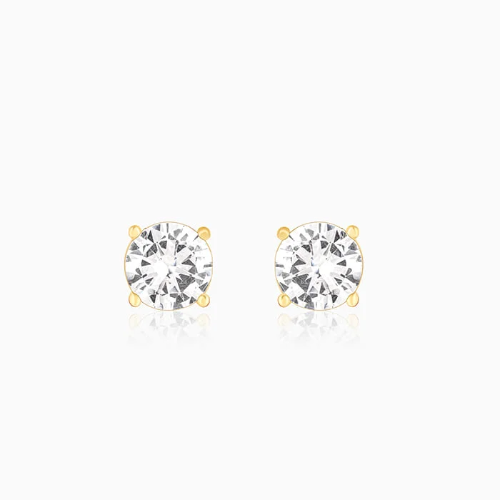 Tiny star earrings-Golden Zircon Earrings