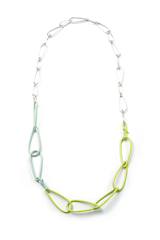 Bold gem necklaces-Modular Necklace in Silver, Neon Chartreuse, and Soft Mint